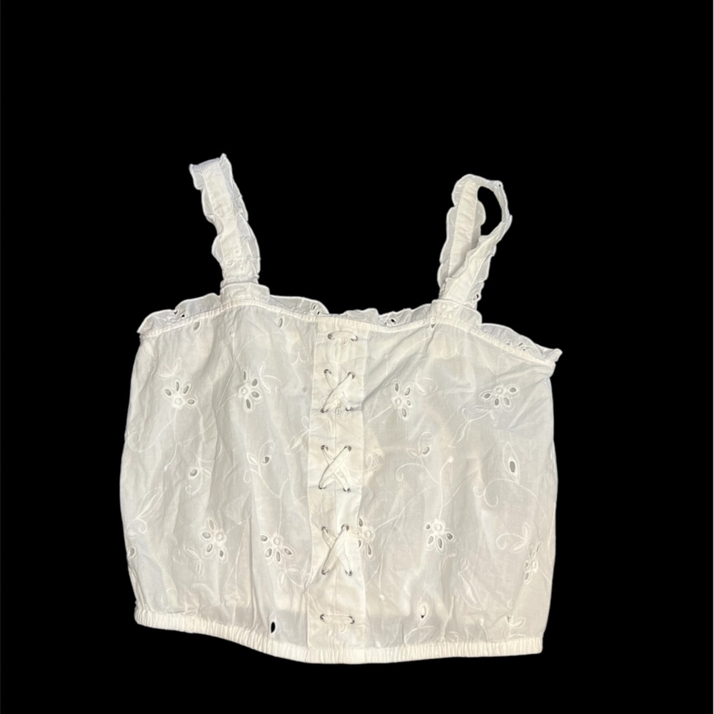Express White Cropped Ruffled Camisole
